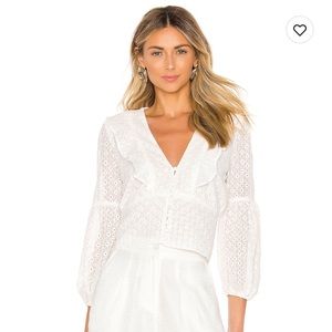 Bardot White Long Sleeve Eyelet Crop Top Womens Small